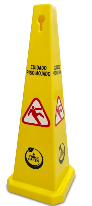 Rótulo de piso mojado tipo cono